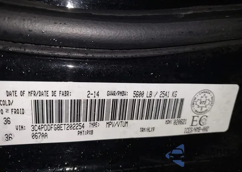 2014 Dodge Journey R/T из США, поврежденный, VIN 3C4PDDFG8ET202254